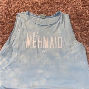 100% mermaid blue tank top